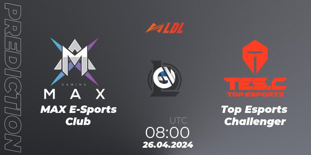 Pronóstico MAX E-Sports Club - Top Esports Challenger. 26.04.2024 at 08:00, LoL, LDL 2024 - Stage 2