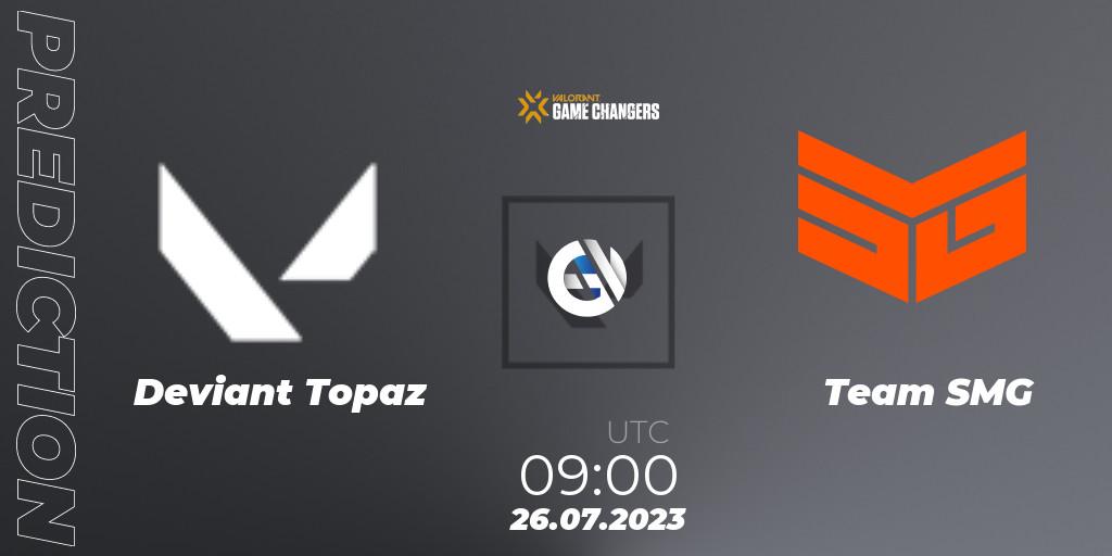Pronóstico Deviant Topaz - Team SMG. 26.07.2023 at 09:00, VALORANT, VCT 2023: Game Changers APAC Open 3