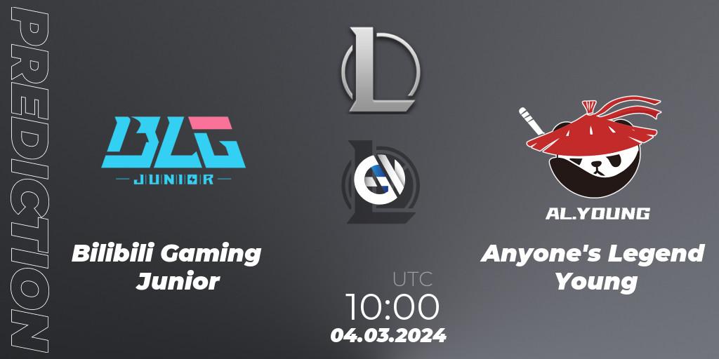 Pronóstico Bilibili Gaming Junior - Anyone's Legend Young. 04.03.2024 at 10:00, LoL, LDL 2024 - Stage 1