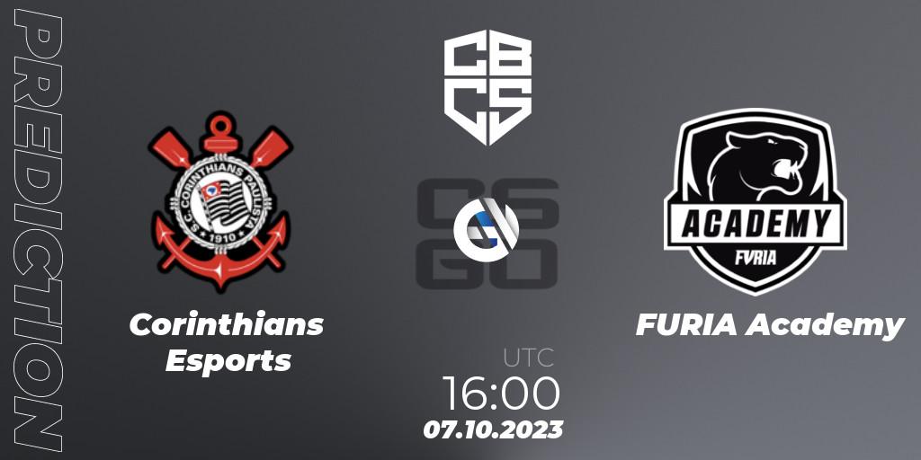 Pronóstico Corinthians Esports - FURIA Academy. 07.10.2023 at 16:00, Counter-Strike (CS2), CBCS 2023 Season 3: Open Qualifier #1