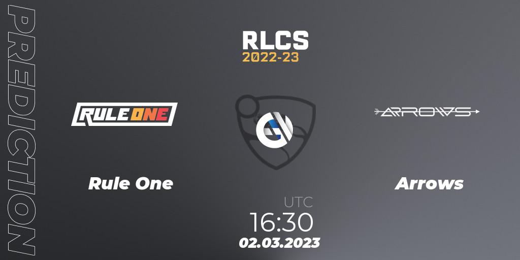 Pronóstico Rule One - Arrows. 02.03.2023 at 16:30, Rocket League, RLCS 2022-23 - Winter: Middle East and North Africa Regional 3 - Winter Invitational