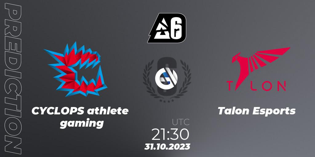 Pronóstico CYCLOPS athlete gaming - Talon Esports. 31.10.23, Rainbow Six, BLAST Major USA 2023