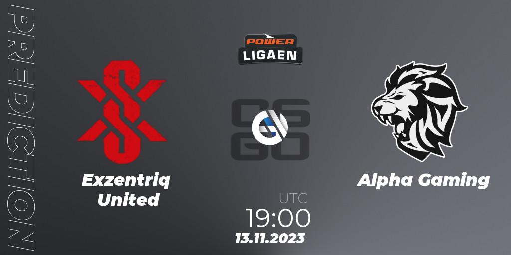Pronóstico Exzentriq United - Alpha Gaming. 13.11.2023 at 19:00, Counter-Strike (CS2), Dust2.dk Ligaen Season 24: Regular Season