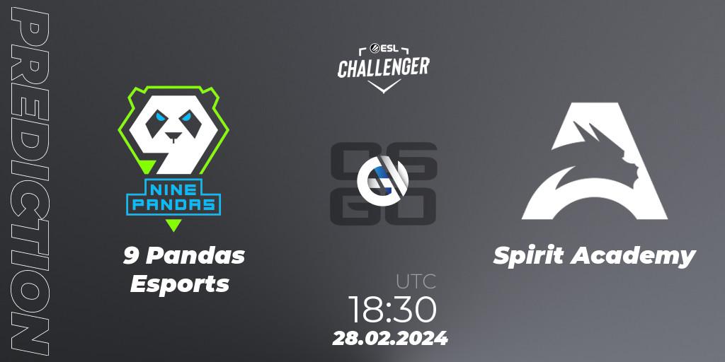 Pronóstico 9 Pandas Esports - Spirit Academy. 28.02.24, CS2 (CS:GO), ESL Challenger #56: European Closed Qualifier