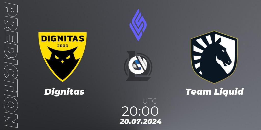 Pronóstico Dignitas - Team Liquid. 20.07.2024 at 20:00, LoL, LCS Summer 2024 - Group Stage