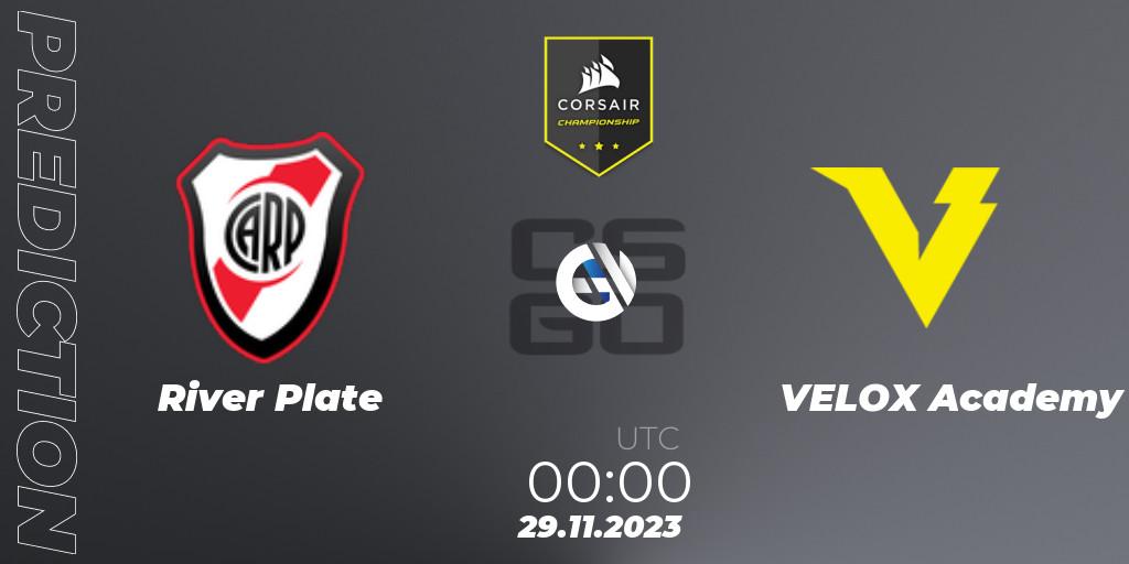 Pronóstico River Plate - VELOX Academy. 29.11.23, CS2 (CS:GO), Corsair Championship 2023
