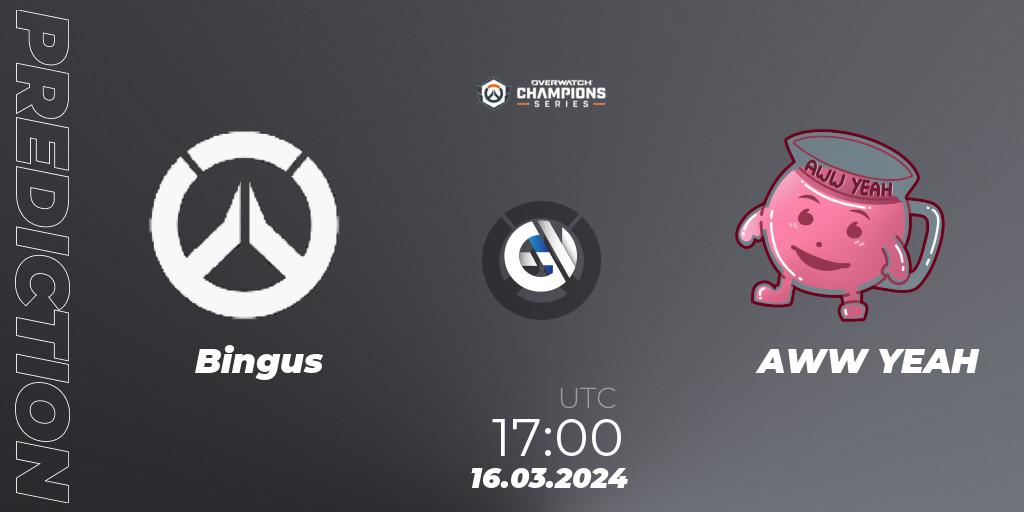 Pronóstico Bingus - AWW YEAH. 16.03.2024 at 16:00, Overwatch, Overwatch Champions Series 2024 - EMEA Stage 1 Group Stage