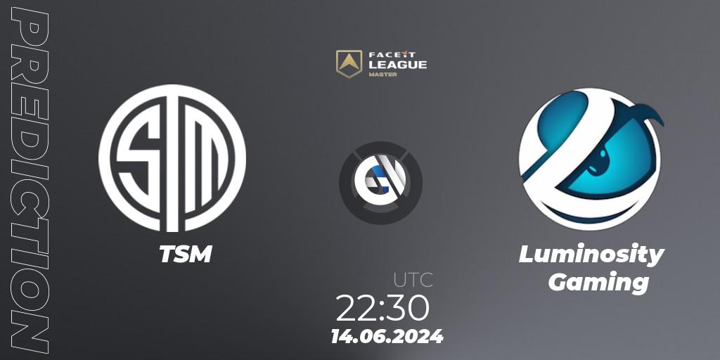 Pronóstico TSM - Luminosity Gaming. 14.06.2024 at 21:15, Overwatch, FACEIT League Season 1 - NA Master Road to EWC