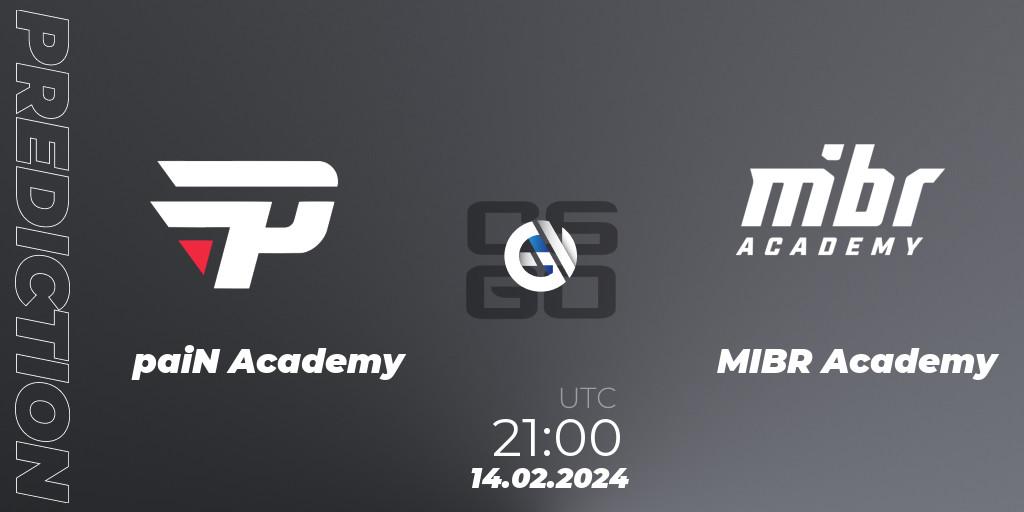 Pronóstico paiN Academy - MIBR Academy. 14.02.2024 at 21:00, Counter-Strike (CS2), RedZone PRO League Season 1