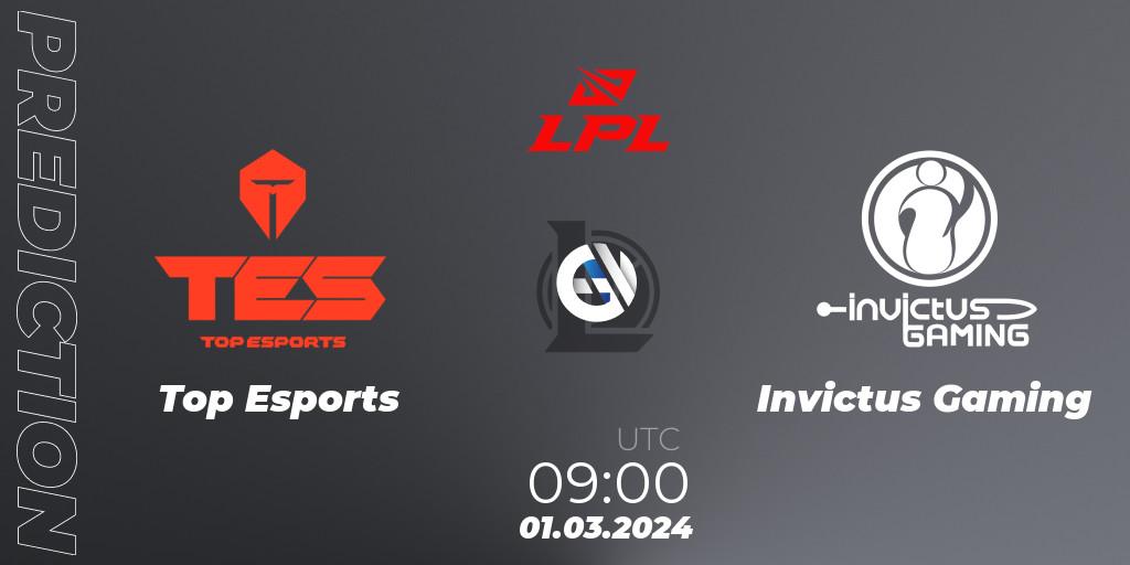 Pronóstico Top Esports - Invictus Gaming. 01.03.24, LoL, LPL Spring 2024 - Group Stage