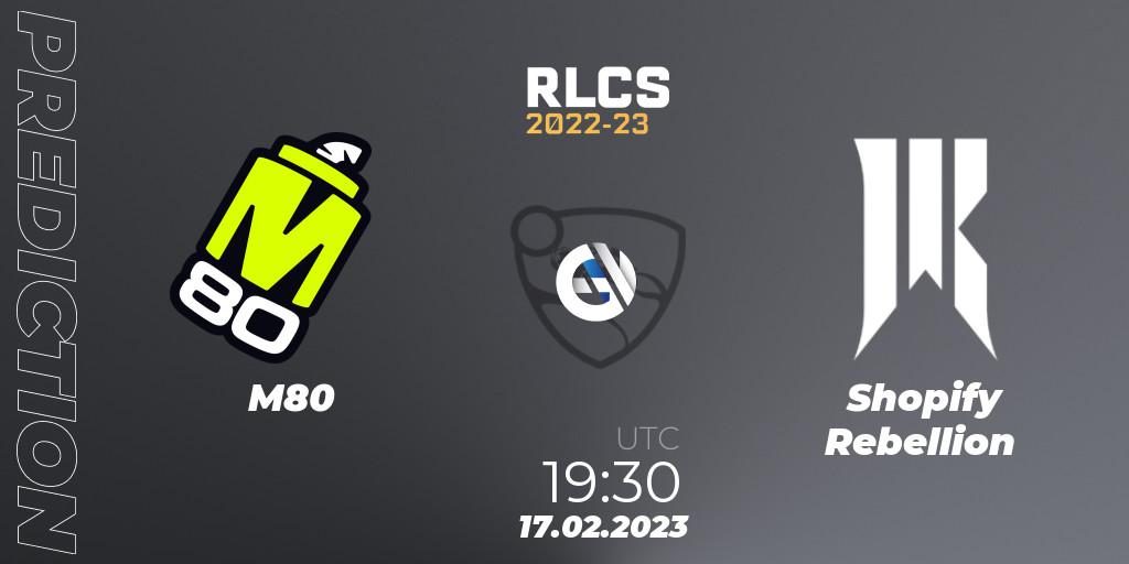 Pronóstico M80 - Shopify Rebellion. 17.02.2023 at 19:30, Rocket League, RLCS 2022-23 - Winter: North America Regional 2 - Winter Cup