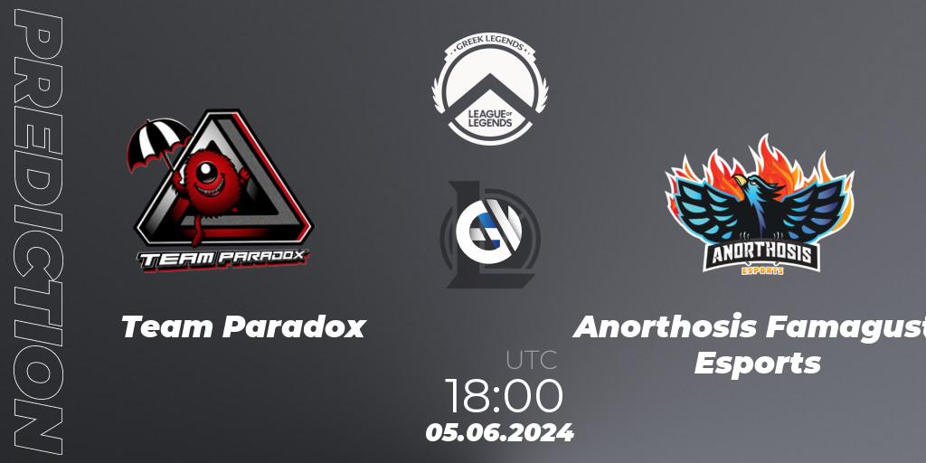 Pronóstico Team Paradox - Anorthosis Famagusta Esports. 05.06.2024 at 18:00, LoL, GLL Summer 2024