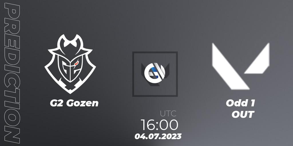 Pronóstico G2 Gozen - Odd 1 OUT. 04.07.2023 at 16:00, VALORANT, VCT 2023: Game Changers EMEA Series 2 - Group Stage