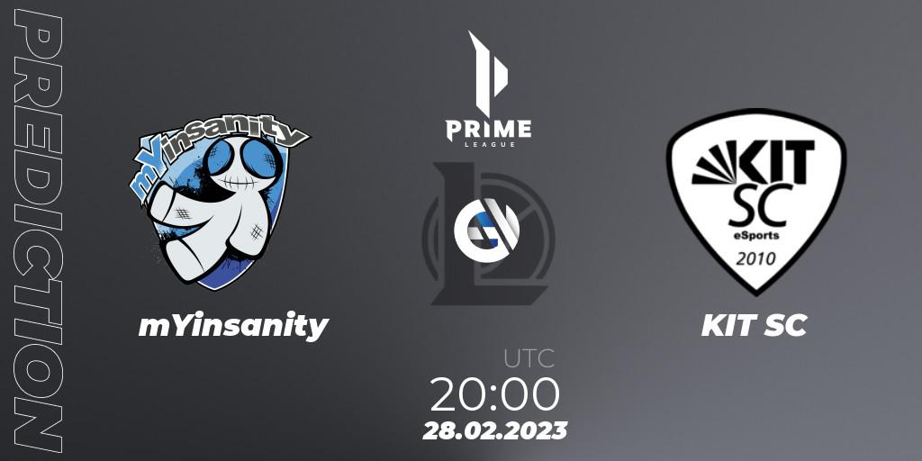 Pronóstico mYinsanity - KIT SC. 28.02.2023 at 21:00, LoL, Prime League 2nd Division Spring 2023 - Group Stage