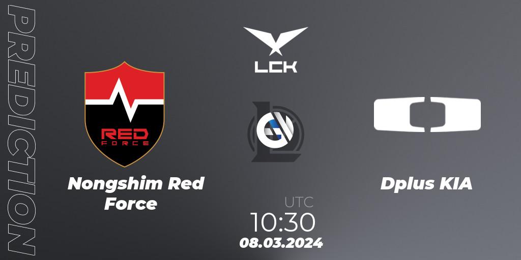 Pronóstico Nongshim Red Force - Dplus KIA. 08.03.2024 at 10:30, LoL, LCK Spring 2024 - Group Stage
