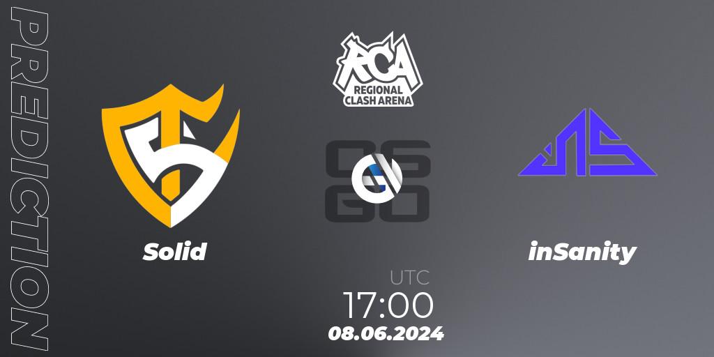 Pronóstico Solid - inSanity. 08.06.2024 at 17:00, Counter-Strike (CS2), Regional Clash Arena South America