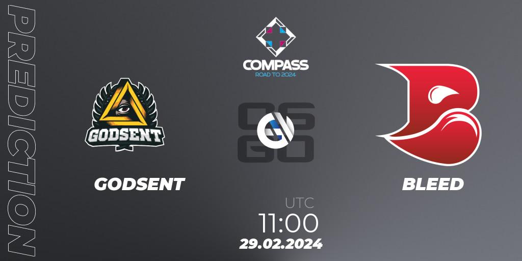 Pronóstico GODSENT - BLEED. 29.02.2024 at 11:00, Counter-Strike (CS2), YaLLa Compass Spring 2024 Contenders