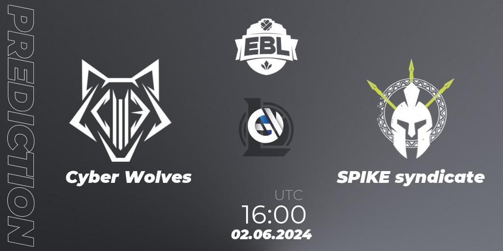 Pronóstico Cyber Wolves - SPIKE syndicate. 02.06.2024 at 16:00, LoL, Esports Balkan League Season 15