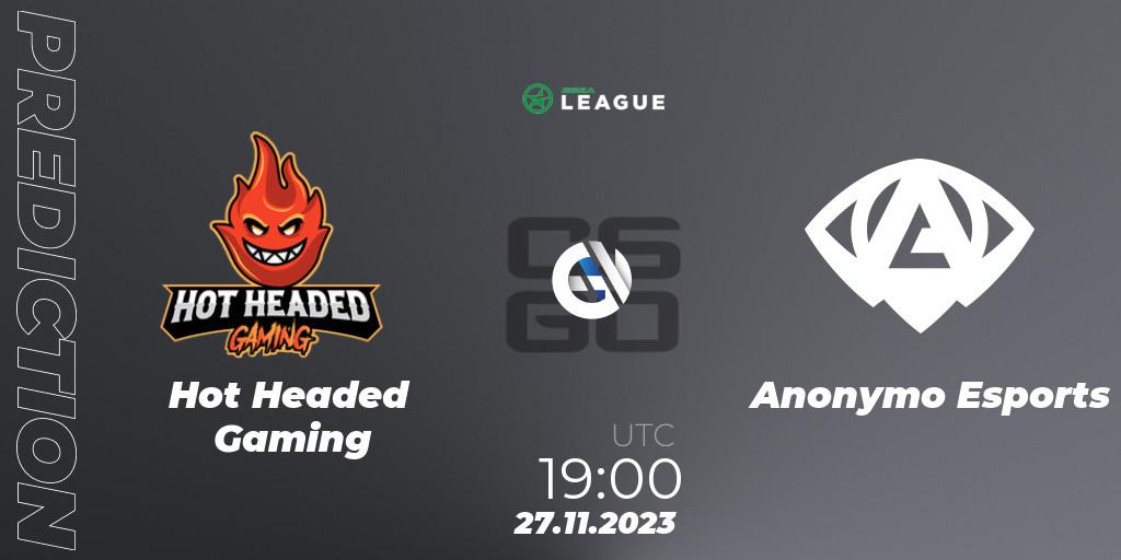 Pronóstico Hot Headed Gaming - Anonymo Esports. 27.11.2023 at 19:00, Counter-Strike (CS2), ESEA Season 47: Advanced Division - Europe