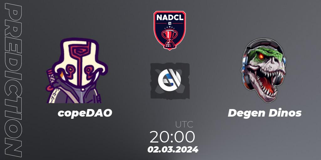 Pronóstico copeDAO - Degen Dinos. 02.03.2024 at 20:00, Dota 2, North American Dota Challengers League Season 6 Division 1