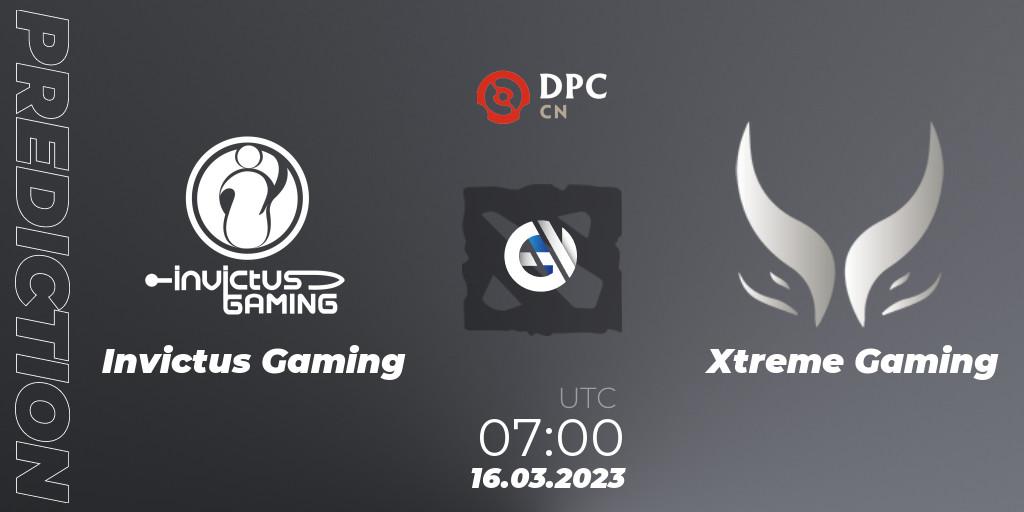 Pronóstico Invictus Gaming - Xtreme Gaming. 16.03.2023 at 07:35, Dota 2, DPC 2023 Tour 2: China Division I (Upper)