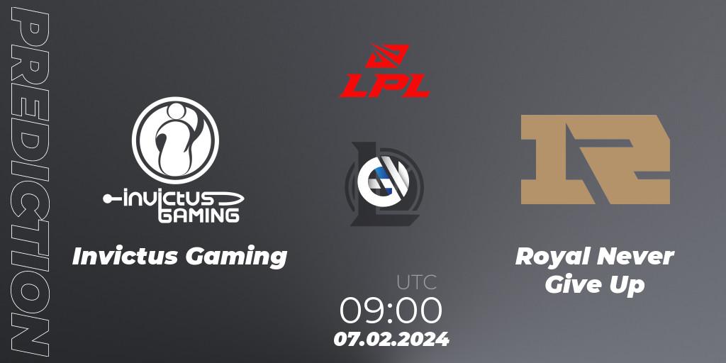 Pronóstico Invictus Gaming - Royal Never Give Up. 07.02.24, LoL, LPL Spring 2024 - Group Stage