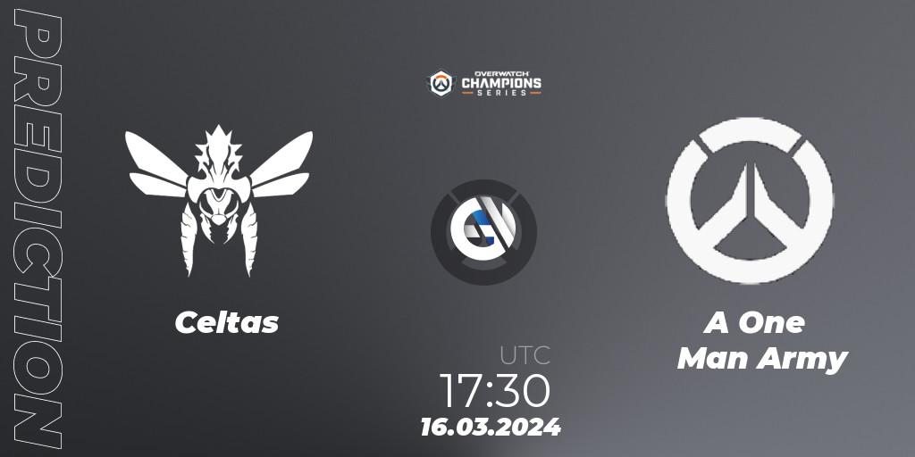 Pronóstico Celtas - A One Man Army. 16.03.2024 at 17:30, Overwatch, Overwatch Champions Series 2024 - EMEA Stage 1 Group Stage