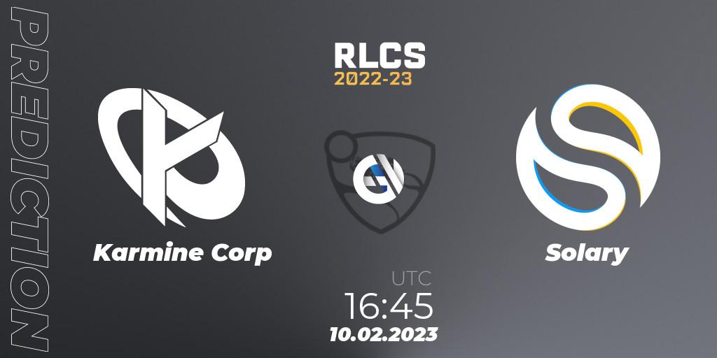 Pronóstico Karmine Corp - Solary. 10.02.2023 at 16:45, Rocket League, RLCS 2022-23 - Winter: Europe Regional 2 - Winter Cup