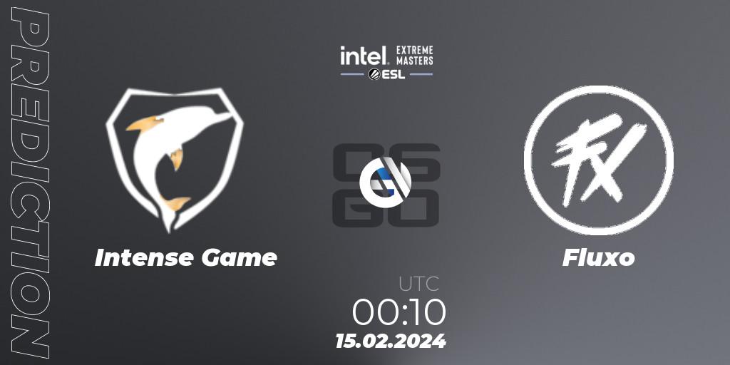 Pronóstico Intense Game - Fluxo. 15.02.2024 at 00:10, Counter-Strike (CS2), Intel Extreme Masters Dallas 2024: South American Open Qualifier #1