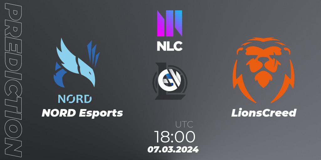 Pronóstico NORD Esports - LionsCreed. 07.03.2024 at 18:00, LoL, NLC 1st Division Spring 2024