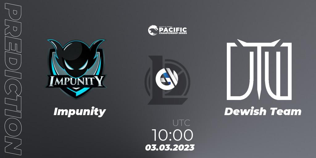 Pronóstico Impunity - Dewish Team. 03.03.2023 at 10:00, LoL, PCS Spring 2023 - Group Stage