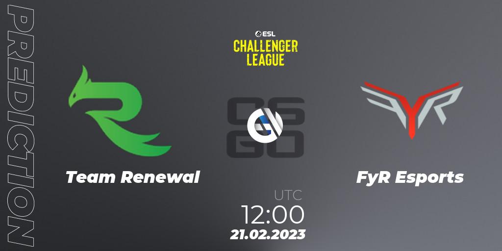 Pronóstico Team Renewal - FyR Esports. 21.02.2023 at 12:00, Counter-Strike (CS2), ESL Challenger League Season 44: Asia-Pacific
