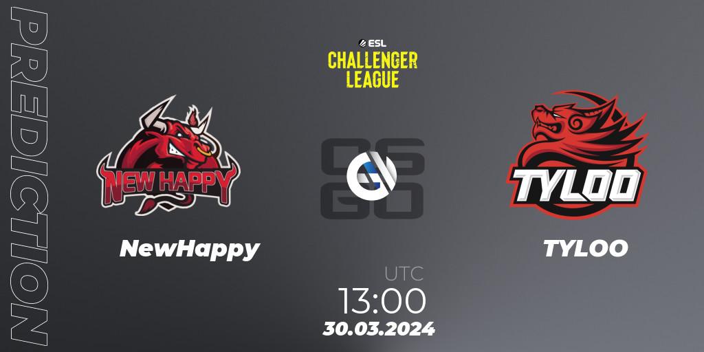Pronóstico NewHappy - TYLOO. 30.03.24, CS2 (CS:GO), ESL Challenger League Season 47: Asia