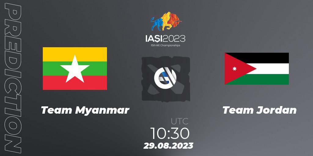 Pronóstico Team Myanmar - Team Jordan. 29.08.2023 at 12:09, Dota 2, IESF World Championship 2023