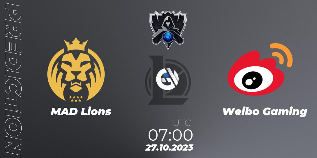 Pronóstico MAD Lions - Weibo Gaming. 26.10.23, LoL, Worlds 2023 LoL - Group Stage