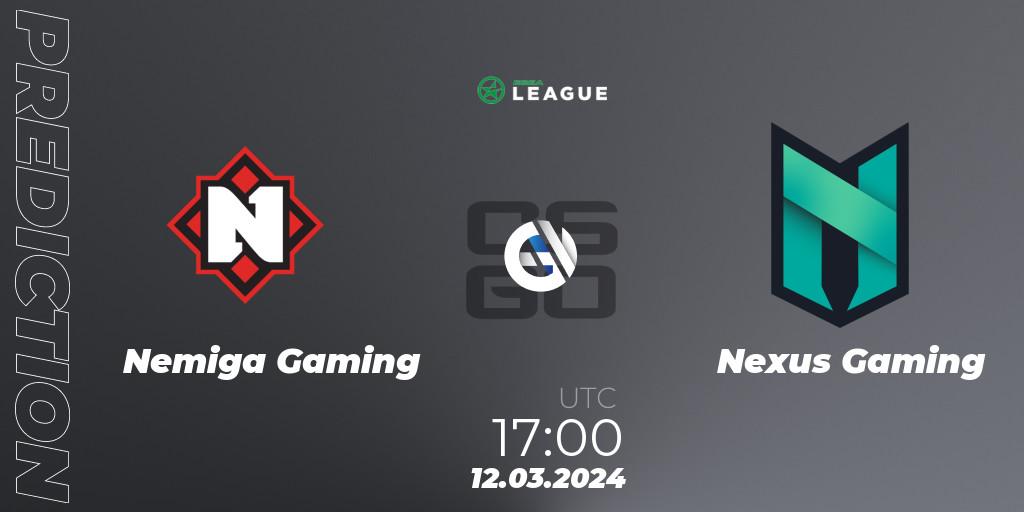 Pronóstico Nemiga Gaming - Nexus Gaming. 12.03.24, CS2 (CS:GO), ESEA Season 48: Advanced Division - Europe