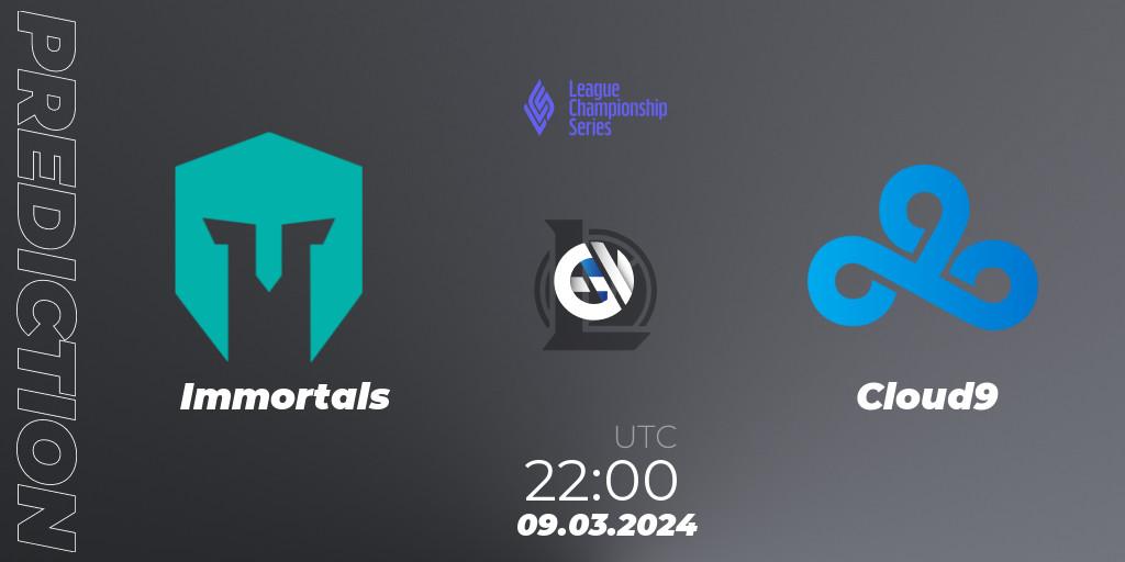 Pronóstico Immortals - Cloud9. 09.03.24, LoL, LCS Spring 2024 - Group Stage