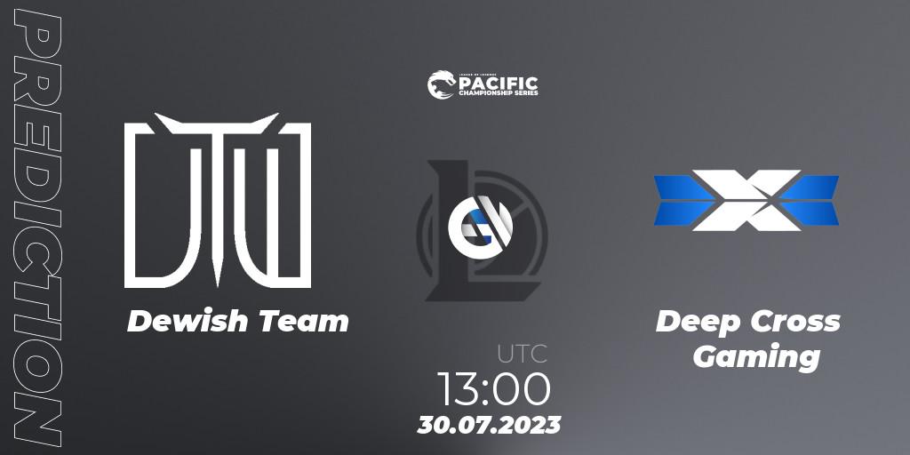 Pronóstico Dewish Team - Deep Cross Gaming. 30.07.2023 at 13:20, LoL, PACIFIC Championship series Group Stage