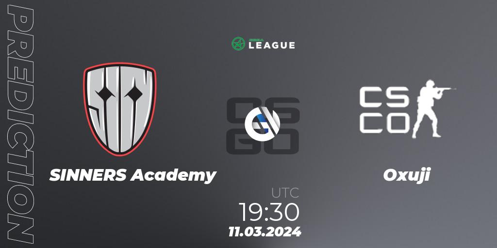 Pronóstico SINNERS Academy - Oxuji. 11.03.2024 at 19:30, Counter-Strike (CS2), ESEA Season 48: Main Division - Europe