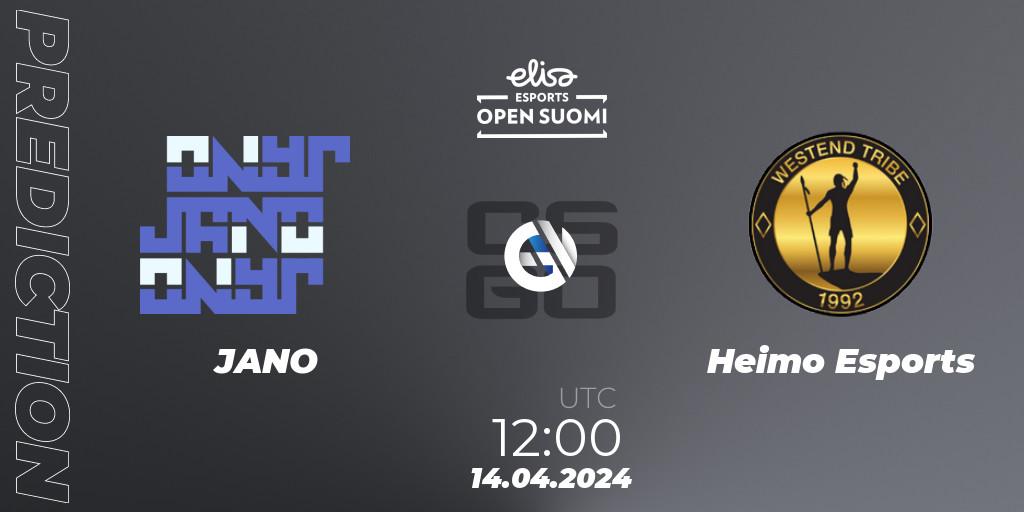 Pronóstico JANO - Heimo Esports. 14.04.24, CS2 (CS:GO), Elisa Open Suomi Season 6