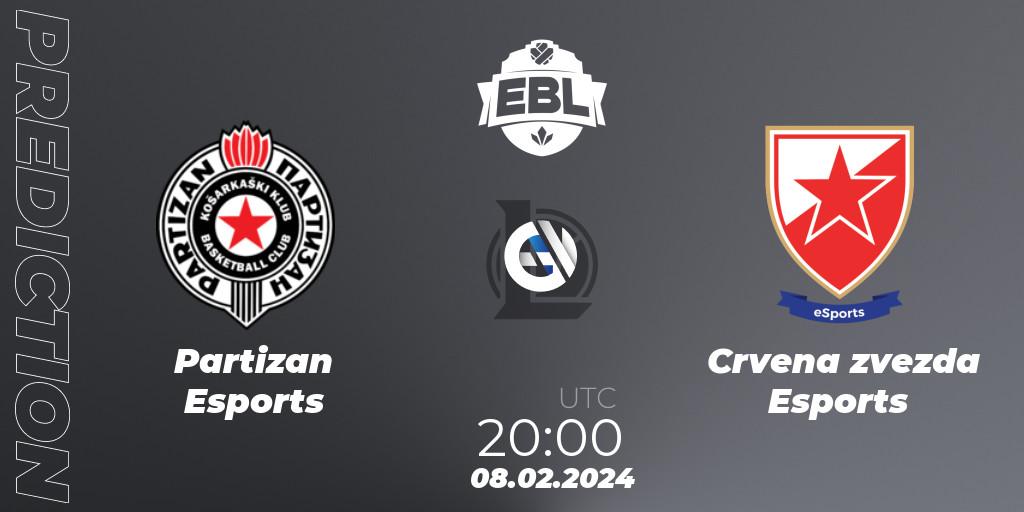 Pronóstico Partizan Esports - Crvena zvezda Esports. 08.02.2024 at 20:00, LoL, Esports Balkan League Season 14