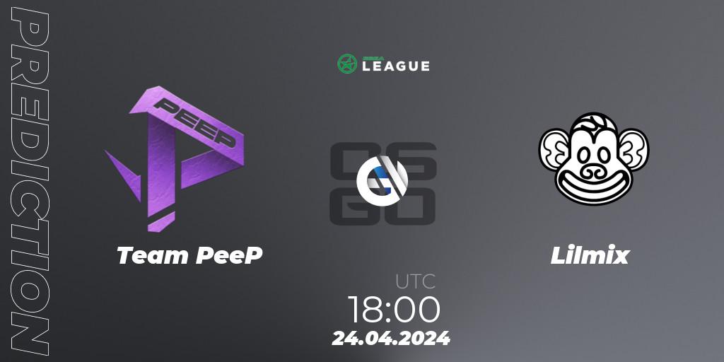 Pronóstico Team PeeP - Lilmix. 24.04.24, CS2 (CS:GO), ESEA Season 49: Advanced Division - Europe
