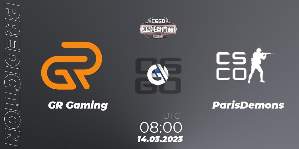 Pronóstico GR Gaming - ParisDemons. 14.03.2023 at 08:00, Counter-Strike (CS2), Baidu Cup Invitational #2