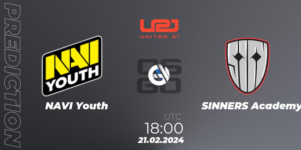 Pronóstico NAVI Youth - SINNERS Academy. 21.02.2024 at 18:00, Counter-Strike (CS2), United21 Season 11: Division 2