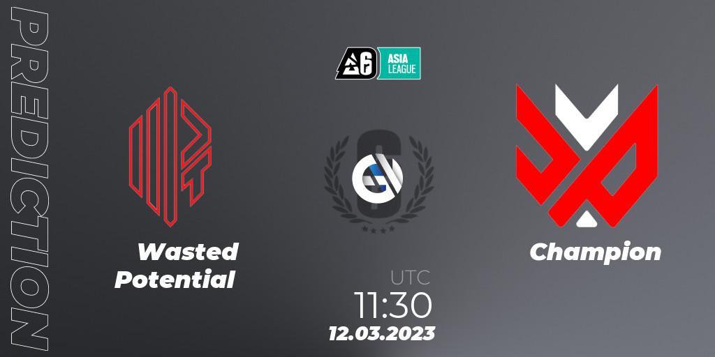 Pronóstico Wasted Potential - Champion. 12.03.2023 at 11:30, Rainbow Six, SEA League 2023 - Stage 1