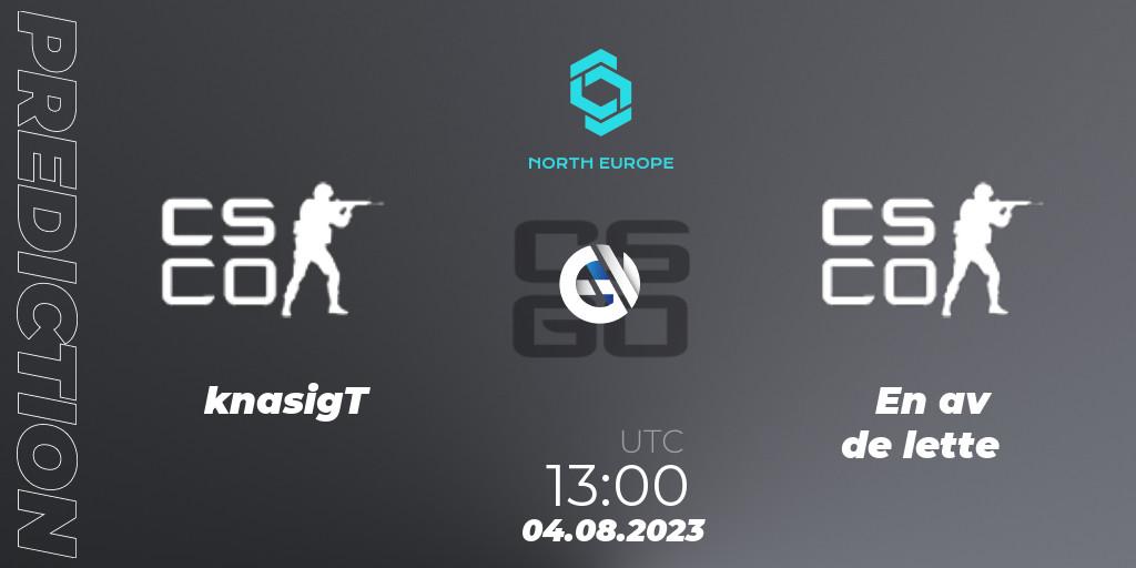 Pronóstico knasigT - En av de lette. 04.08.2023 at 13:00, Counter-Strike (CS2), CCT North Europe Series #7: Open Qualifier