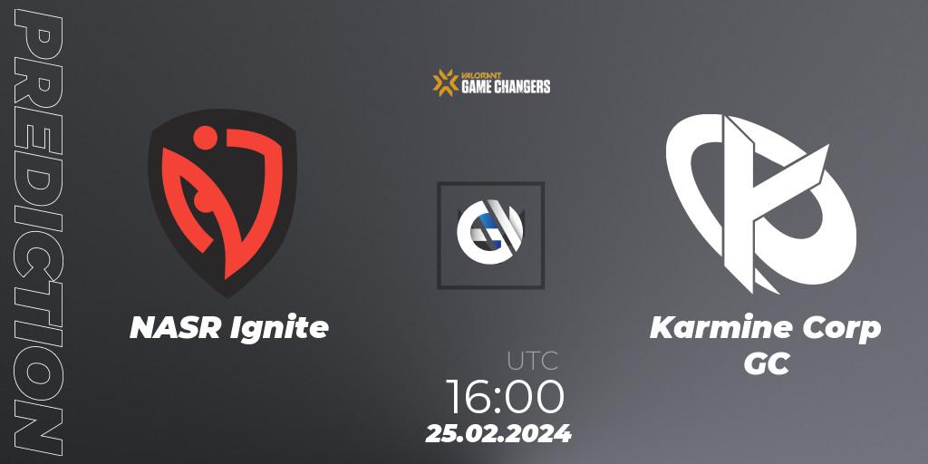Pronóstico NASR Ignite - Karmine Corp GC. 25.02.2024 at 16:00, VALORANT, VCT 2024: Game Changers EMEA Stage 1