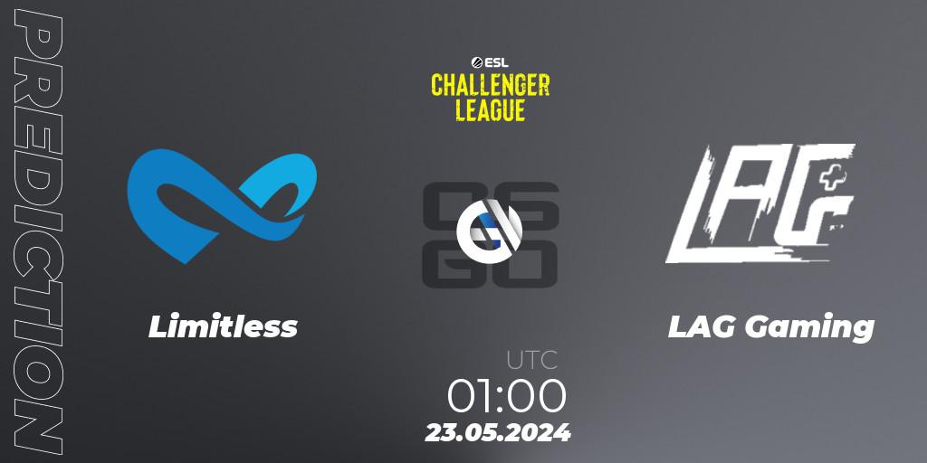 Pronóstico Limitless - LAG Gaming. 23.05.2024 at 01:00, Counter-Strike (CS2), ESL Challenger League Season 47: North America