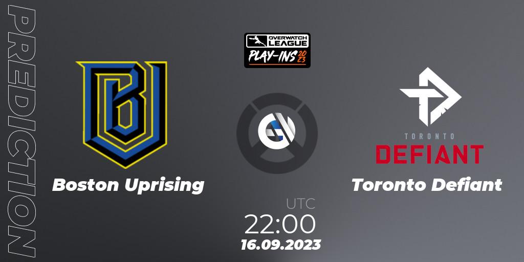 Pronóstico Boston Uprising - Toronto Defiant. 16.09.23, Overwatch, Overwatch League 2023 - Play-Ins