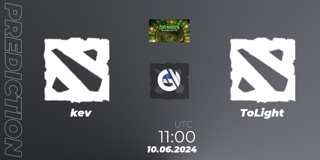 Pronóstico kev - ToLight. 10.06.2024 at 08:30, Dota 2, The International 2024 - China Closed Qualifier